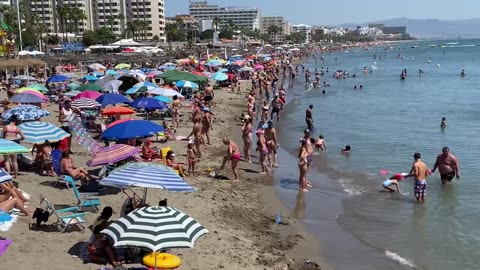 BENALMADENA TO TORREMOLINOS SPAIN BEACH WALK IN AUGUST 2021, LATEST SUMMER BEACH WALK UPDATES [4K]