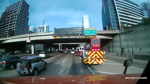 Firetruck Epically Drifts Across 4 Lanes of Traffic