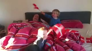 our babies playing with flags