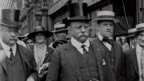 Theodore Roosevelt on Fifth Avenue, New York (1918 Original Black & White Film)