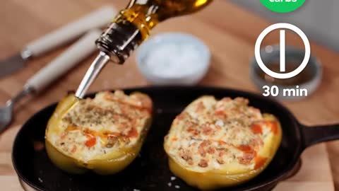 1-Min Recipe • How to make stuffed bell peppers with feta cheese by diet Doctor