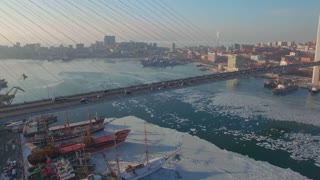 Drone Footage of a Bridge in a Nordic City