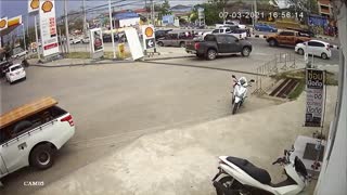 Truck Slowly Rolls out of Parking Space