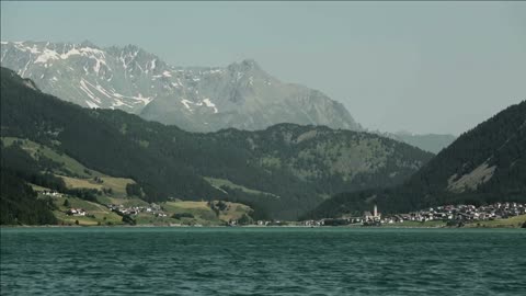 lake lago di resia also known as reschensee by summer and its surrounding