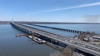 Time Lapse Video of a lot of Traffic on a Bridge