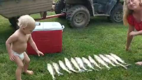 Koda catches Big Walleye, and so does Nana Boo.