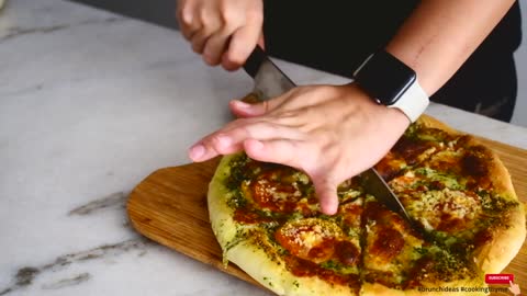 Pizza with Pesto Sauce Recipe | Pizza from Scratch