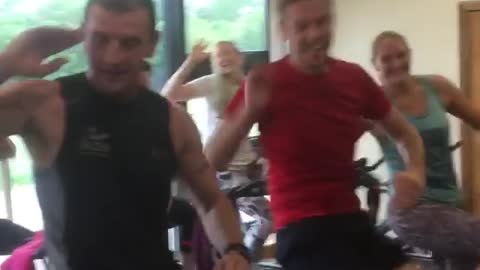 Spin class exercises to 'Baby Shark' dance craze