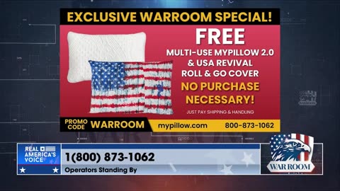 Get A Free Multi-Use MYPILLOW 2.0 And USA Revival Roll And Go Cover At mypillow.com/warroom
