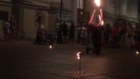 Street performance with flames -amazing