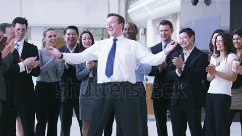 funny dancing businessman excited group of business people clap their - dancing business people