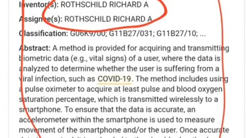 Patente di invenzione per test per il COVID a nome dei Rothschild dal 2015