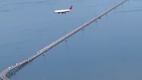 Plane hangs midair San Francisco frozen above