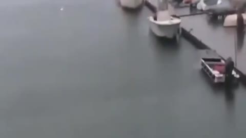 Lightning strikes the boat