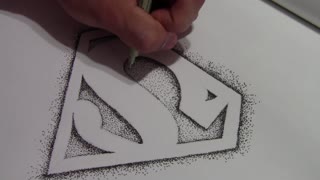 Easy stippling - Superman Logo - Ink Art Time lapse