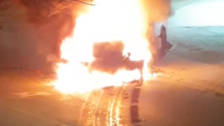 Money Truck Catches Fire in the Street