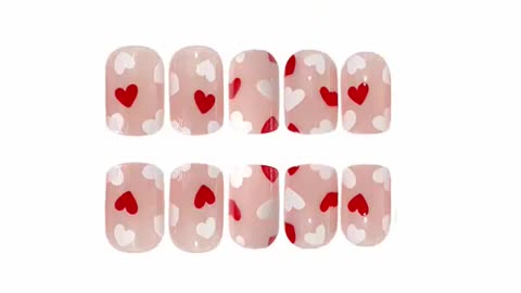 Valentines Press on Nails Short Square Red Fake Nails