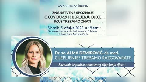 Dr. Alma Demirović - predavanje o cijepljenju djece - Tribina Šibenik 05.03.2022. (1.dio)