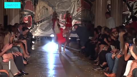 Model falling down from the catwalk