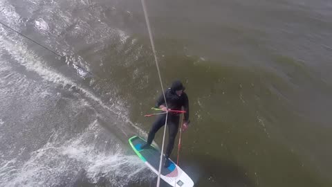 kitesurfing - trying a duck tack