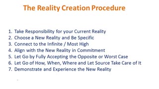 The Reality Creation Procedure