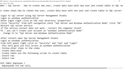 IPGraySpace: Sql Server - How to create new user, data base in express 2017