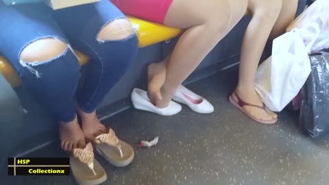 Subway ladies in skin nylons ( Preview )