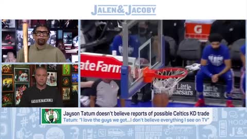 Jayson Tatum doesn't believe reports of a possible Celtics-KD trade 馃え | Jalen & Jacoby