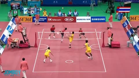 Thailand beats Korea in kick volleyball