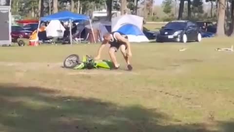 First time green dirt bike guy fails face plant dirt grass