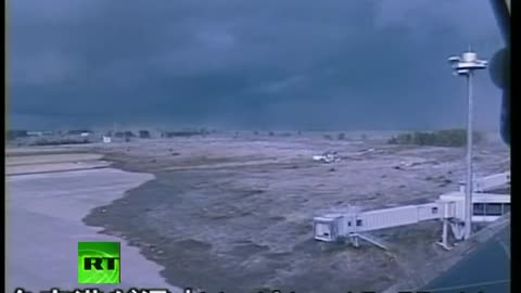 Japan earthquake CCTV video of tsunami wave hitting Sendai airport
