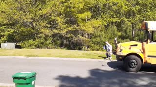 Dad Embarrasses Daughters Getting off School Bus