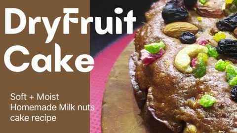 Milk Dry Fruit Cake | Mixed Dry Fruits Cake | Vanilla Sponge Cake