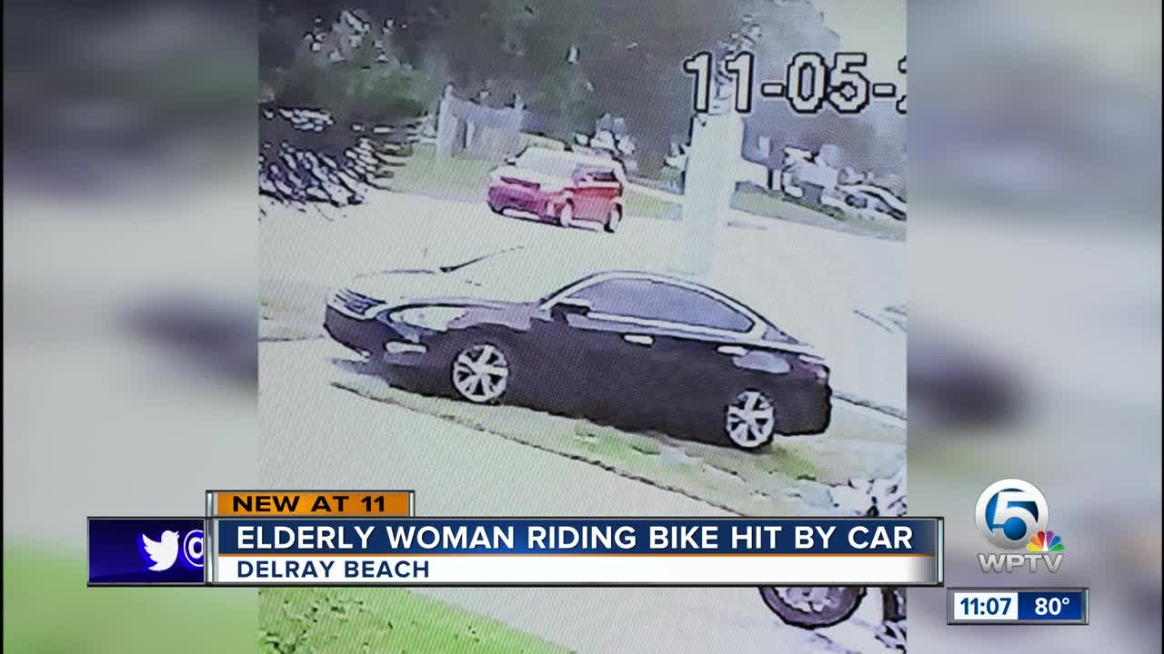 Elderly woman riding bike hit by car