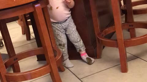 Little Girl Denies Messy Floor Finger Painting