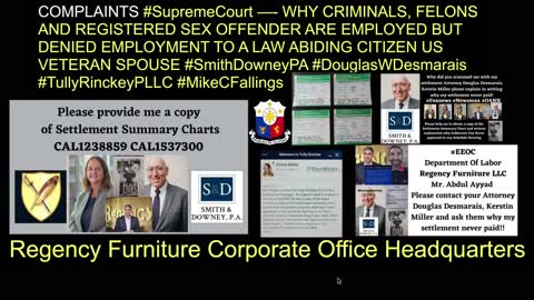 Dan Cox Maryland Governor GOP Candidate - Why Muslim Company Regency Furniture LLC - Hired BLM But Denied Employment To US Veteran Spouse Grandmother - Smith Downey PA Douglas W. Desmarais - Tully Rinckey PLLC Cheri L. Cannon - Mike C. Fallings