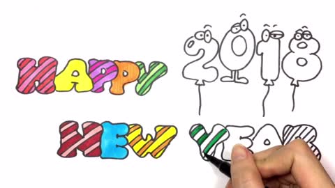 How to Draw 2018 Happy New Year