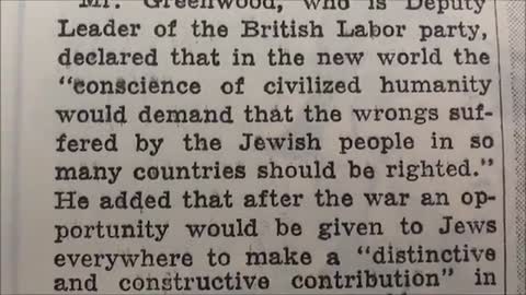 British Government Pledges a New World Order to the Jews, 1940 Oct. 6 from the New York Times