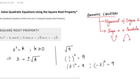 Math62_MAlbert_10.1_Solve quadratic equation using square root property