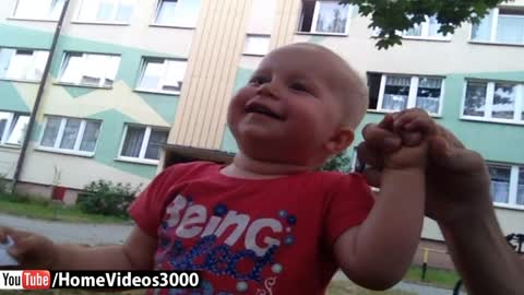 Baby laughs hysterically at neighborhood kids