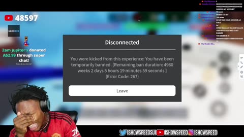 iShowSpeed gets banned on roblox #ishowspeed #comedy #mustwatch #shorts