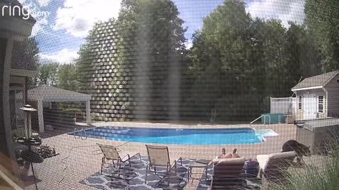 Bear Wakes Up Guy Taking a Nap By The Pool Captured Via Ring Security Camera _ R.mp4