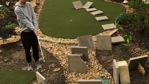 Guy Aces A Hole In One Using Concrete Slabs
