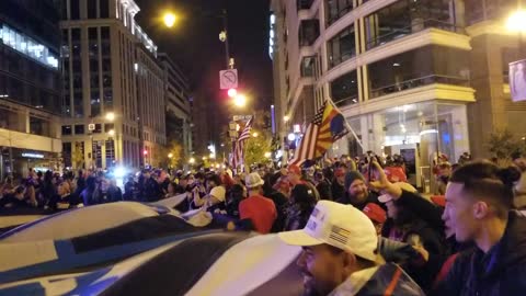 Midnight Huge Trump flag drop in DC