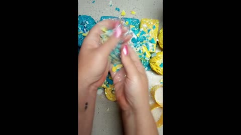 ASMR Yellow & Blue Soap Butterfly theme with clay cracking