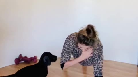 Puppy and mom workout