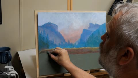 Mountain River Pastel Painting - Part 1