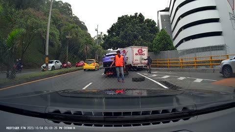 Tire Pops Off Tow Truck