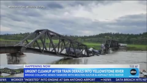 MONTANA -- A derailed train has spilt molten sulfur and asphalt into the pristine Yellowstone River.
