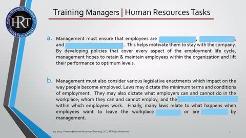 Training Managers | Human Resources | HR Training | Online Course | Generalist Specialist | Clip 281